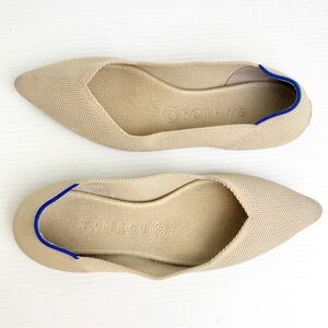 Rothy's Ecru Tortoise Shell Sole The Point Flats Cream Neutral Tan Beige 8.5